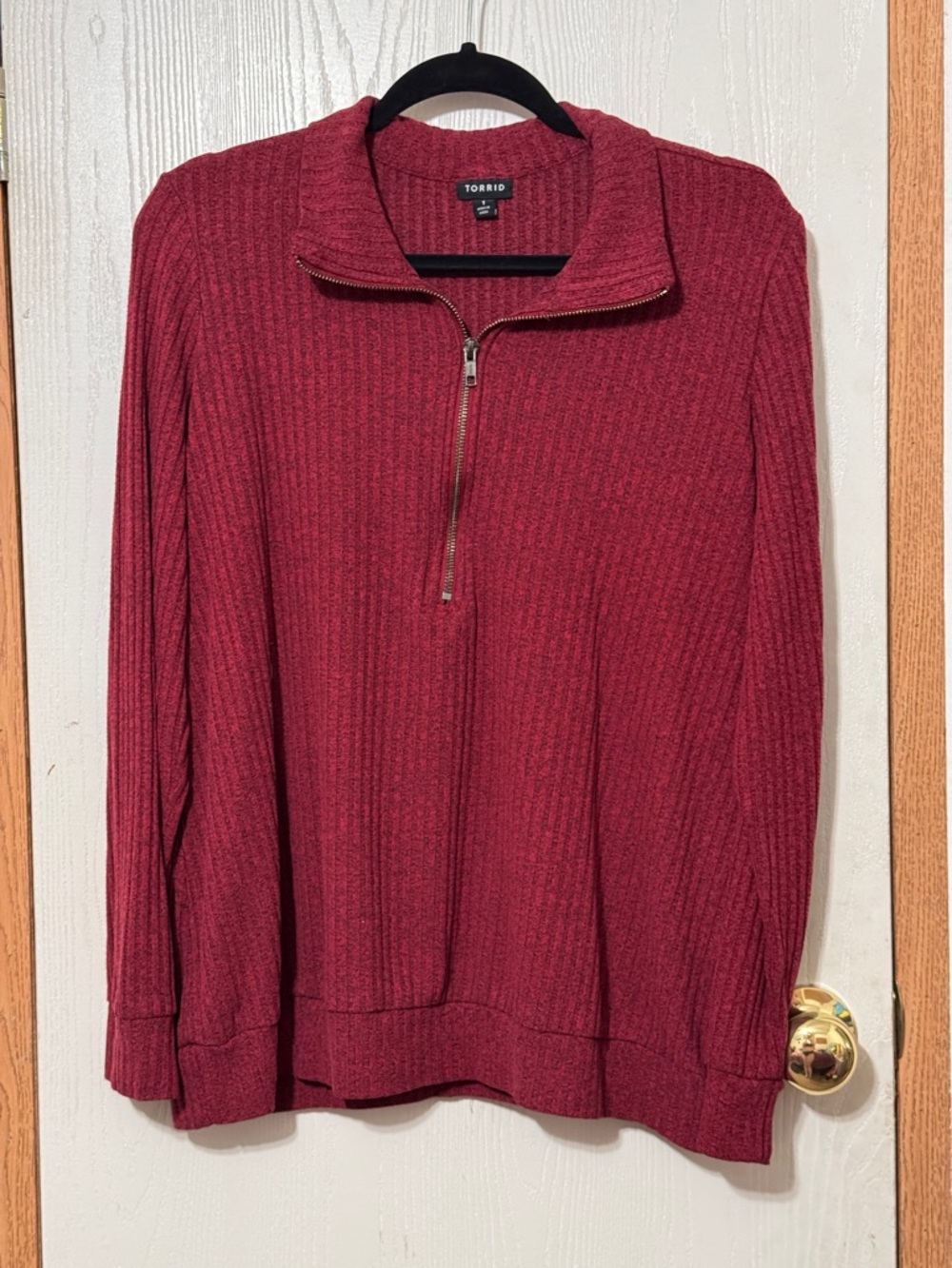 Torrid Ribbed Knit Half Zip Pullover Sweater Size 1 (1X) Red Long Sleeve